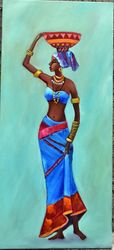 title: african girl. oil painting. wall decoration for a cozy interior