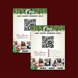 personalized zyia active table sign qr code, zyia table sign qr code for xmas, christmas printable zyia custom qr card,