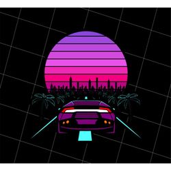 auto 80s gift png, design titled png, retro wave sport png, disco style png, car on road png, car vintage png, png print