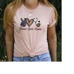 Peace Love Nurse Shirt,Nursing Shirt,Nursing School T Shirt,Gift for Nurse,Registered Nurse Gift,Medical Attendant Gift,