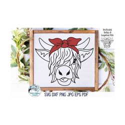 highland cow with bandana svg, highland cow svg, cow with bandana png, layered bandana cow, long haired cow, vinyl decal