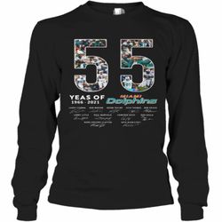 55 years of 1966 2021 miami dolphins signatures long sleeve t-shirt