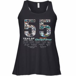 55 years of 1966 2021 miami dolphins signatures racerback tank