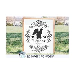 in memory angel cat svg, in memory of cat svg, oval flower svg, in memory of sign svg, cat memorial svg, pet memorial an