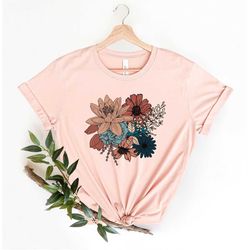 flowers shirt, floral tee, flower bouquet, colorful floral tshirt, nature shirt, plant graphic tee, gift for her