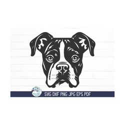 boxer svg, dog face clipart png, dog silhouette, cute boxer dog face, vinyl decal file for cricut, realistic dog head dr