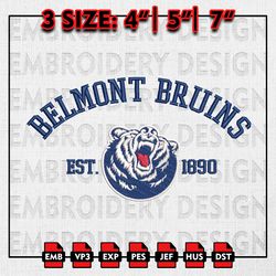 belmont bruins embroidery files, ncaa embroidery designs, ncaa belmont bruins machine embroidery pattern