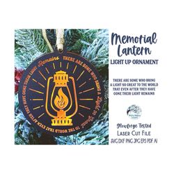 Memorial Lantern Light Up Christmas Ornament SVG File for Glowforge or Laser Cutter, Remembrance LED Laser Cut Ornament