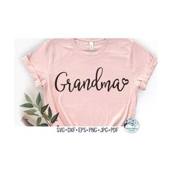 Grandma SVG, Grandma Shirt Design SVG, Grandma with Heart SVG, Grandma Gift Svg, Grandma in Cursive, Dxf, Png, Vinyl Dec