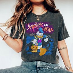 disney donald duck trick or treat comfort colors shirt, disney halloween shirt, halloween pumpkin shirt, spooky season s