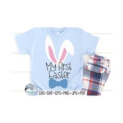 my first easter bunny svg, easter bunny bow with bow tie svg, my first easter svg, baby easter svg, baby easter shirt, b