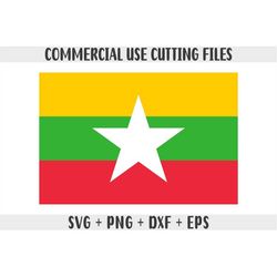 myanmar flag svg original colors, myanmar flag png, commercial use for print on demand, cut files for cricut, cut files