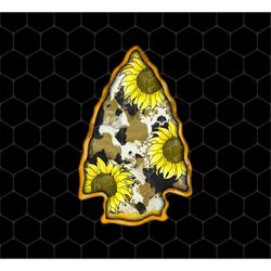 cowhide and sunflower arrowhead png, love to go hunting png, love hunter png, sunflower arrowhead png, , png for shirts,