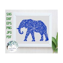 Elephant Mandala SVG, Elephant DXF, png, eps, Digital Download File, Elephant SVG, Intricate, Cricut, Silhouette, Detail