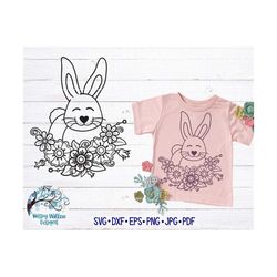 Easter Rabbit in Flowers SVG, Floral Rabbit Mandala SVG, DXF, Bunny with Flowers, png, Easter Bunny, Spring Rabbit, East