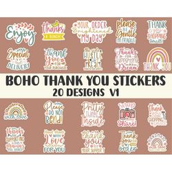 boho thank you stickers svg bundle, thank you stickers for small businesses, hand lettered stickers, packaging labels di
