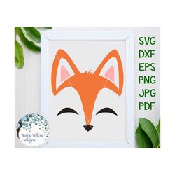 fox svg, cute fox face, baby fox decal for cricut, woodland animal face for kids, vinyl decal cut file
