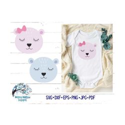 cute bear faces svg, dxf,  png, girl bear face svg, boy bear face, baby bear svg, bears, cricut, animal svg, scandinavia