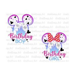 bundle birthday boy and girl svg, happy birthday svg, family vacation svg, magical kingdom, svg, png files for cricut su