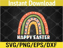 happy easter rainbow bunny egg easter day cute svg, eps, png, dxf, digital download