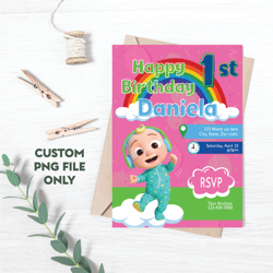 personalized file cocomelon invitation | cocomelon birthday invitation | cocomelon birthday party | png file