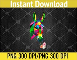 colored donkey colorful flower donkey lovers png digital download