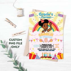 personalized file gracie's corner birthday invitation | gracie's printable | gracies corner invite | invite | png file