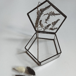 glass casket, jewelry box, handmade gift, handmade jewelry box, box with dried flowers, unique gift