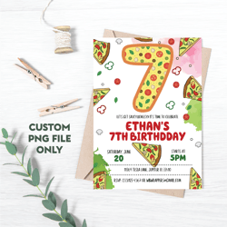 personalized file pizza party, pizza birthday invitation for pizza party theme - digital download | png file only
