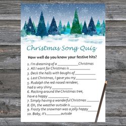 christmas party games,christmas song trivia game printable,winter forest christmas trivia game cards