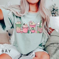 christmas chocolate coffee pink t-shirt, chritmas coffee t-shirt, christmas t-shirt, holiday apparel, christmas tee, ipr