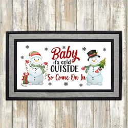 snowman baby it's cold outside doormat png, front doormat sublimation design download, rug png, rug designs, doormat png