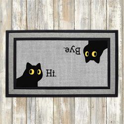 hi bye cat doormat png, front doormat sublimation design download, rug png, rug designs, doormat png file