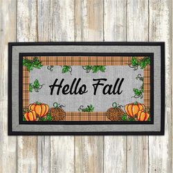 hello fall pumpkin  doormat png, front doormat sublimation design download, rug png, rug designs, doormat png file