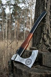 viking axe, carbon steel battle tomahawk, scandinavian hiking / hunting/camping.