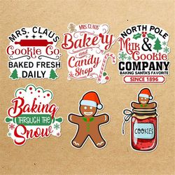 christmas baking and packaging sticker bundle, sticker png bundle, printable stickers, digital stickers, print and cut s