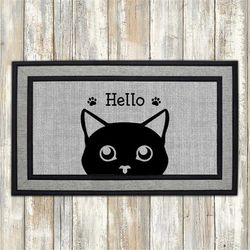 hello cat doormat png, front doormat sublimation design download, rug png, rug designs, doormat png file