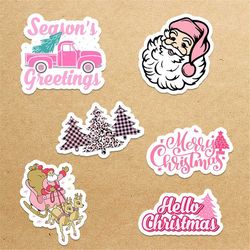 pink chrismtas sticker bundle, sticker png bundle, printable stickers, digital stickers, print and cut sticker, png digi