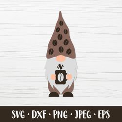 coffee gnome svg. cute gnome holding mug