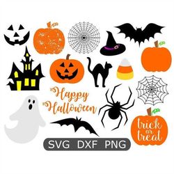 halloween svg bundle, happy halloween svg, pumpkin svg, digital download, cut files, sublimation, clip art (18 individua