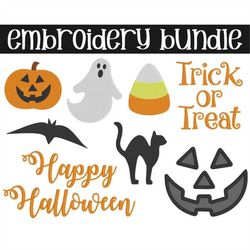 halloween embroidery designs bundle, jackolantern, candy, ghost, happy halloween, machine embroidery, 8 individual desig