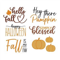 fall embroidery designs bundle, machine embroidery, happy halloween, hello fall, 6 designs, digital download, 4x4, 5x7,