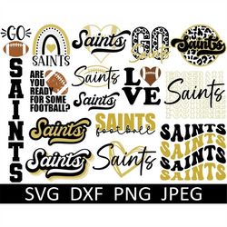 saints svg bundle, saints png bundle, digital download, cut file, clipart, sublimation png (16 individual svg/png/dxf/jp