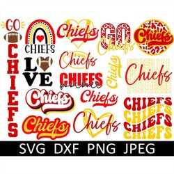 chiefs svg bundle, chiefs png bundle, digital download, cut file, clipart, sublimation png (16 individual svg/png/dxf/jp