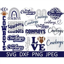 cowboys svg bundle, cowboys png bundle, digital download, cut file, clipart, sublimation png (16 individual svg/png/dxf/