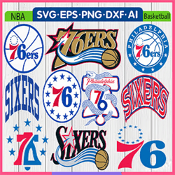 50 files svg,10 designs, philadelphia 76ers svg file/basketball svg,svg bundles/nba svg/instant download