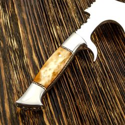 impact cutlery rare custom d2 full tang axe art chopper knife bone handle