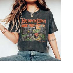 comfort colors halloween town and chill shirt, halloween party shirt, halloween sweatshirt, halloween town fall , hallow