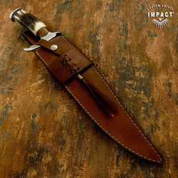 impact cutlery rare custom d2 fuller bowie knife stag antler handle