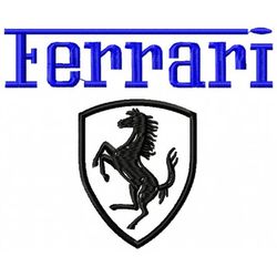 ferrari blue logo embroidery design, car design, embroidered shirt, logo design, cars embroidery, digital download